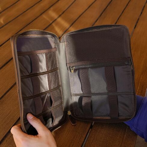 Polare Full Grain Leather Travel Cable Organizer Case Electronics Accessories Carry Bag with YKK Zippers All-in-One Storage Bag for Cables, Power Bank, USB, SD Card, Travel Essentials in Kuwait