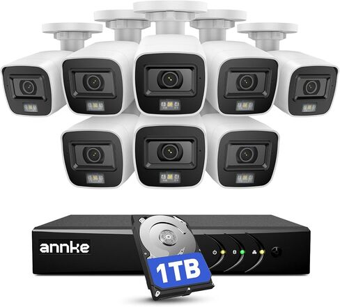 اي ان ان كيه اي نظام مراقبة سي سي تي في 8 قنوات 1080P لايت DVR مع قرص صلب 1 تيرابايت وكاميرا مقاومة للطقس 1080P HD مع رؤية ليلية 100 قدم، تمكين H.264+ للتسجيل لفترة اطول in Kuwait