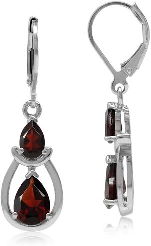 Silvershake Genuine Pear Shape Gemstones White Gold Plated 925 Sterling Silver Drop Dangle Leverback Earrings Jewelry for Women in Kuwait