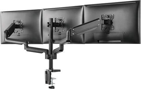 Mount-It! Triple Monitor Mount - 3 Monitor Stand for Gamers, Entrepreneurs and Professionals | Triple Monitor Stand Fits Curved or Flat Screens from 17 to 27inches - Holds 15 Lbs per Screen in Kuwait