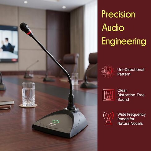 Pyle 8 Channel Wireless Microphone System - Portable VHF Cordless Audio Mic Set with 1/4" and XLR Output, Dual Antenna, - Includes 8 Table Top Mics, Rack Mountable Receiver Base - Pyle PDWM8300,Black in Kuwait