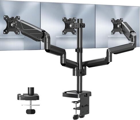 MOUNT PRO Triple Monitor Mount, 3 Monitor Desk Mount for There Screens up to 32 Inch, Full Motion Gas Spring Triple Monitor Stand, Heavy Duty Monitor Arm Hold up to 17.6lbs Each, VESA Mount, Black in Kuwait