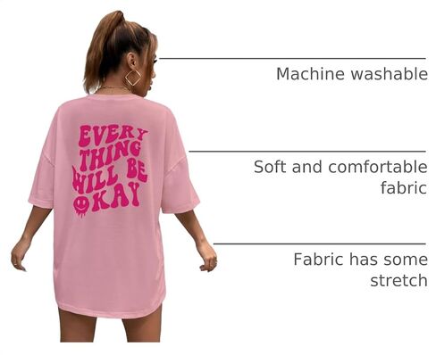 SOLY HUX Graphic Tees for Women Summer Casual Letter Print Short Sleeve T Shirt Loose Oversized Tee Tops in Kuwait