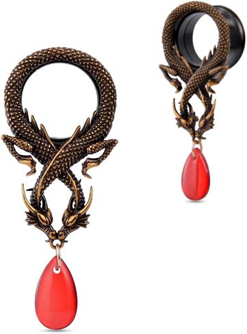 COOEAR Double Flared Ear Tunnels, Flesh Gauges for Ears, Screw Back Plugs Earrings Piercing Expander. in Kuwait