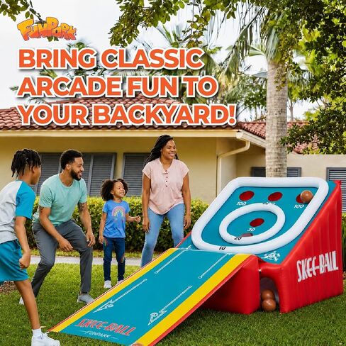 Skee-Ball Game for Kids and Adults, Giant Inflatable Game, 11 Feet Long, Includes 4 Balls and Electric Air Pump, Indoor and Outdoor Games for Adults and Family, Skee-Ball Arcade Game for Home, Toys in Kuwait