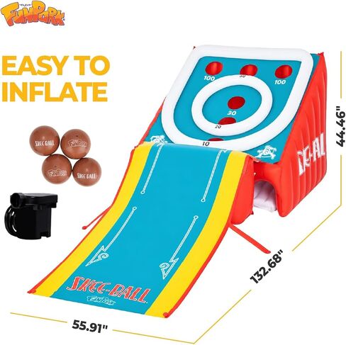 Skee-Ball Game for Kids and Adults, Giant Inflatable Game, 11 Feet Long, Includes 4 Balls and Electric Air Pump, Indoor and Outdoor Games for Adults and Family, Skee-Ball Arcade Game for Home, Toys in Kuwait