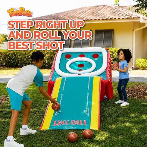Skee-Ball Game for Kids and Adults, Giant Inflatable Game, 11 Feet Long, Includes 4 Balls and Electric Air Pump, Indoor and Outdoor Games for Adults and Family, Skee-Ball Arcade Game for Home, Toys in Kuwait