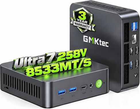 جي ام كي تيك كمبيوتر مكتبي صغير انتل كور i7-12650H ويندوز 11 برو 24GB DDR5 1TB PCIe الجيل 4 SSD 4K شاشة عرض ثلاثية، نوع C، واي فاي 6، بلوتوث 5.2، ار جيه 45 2.5G in Kuwait