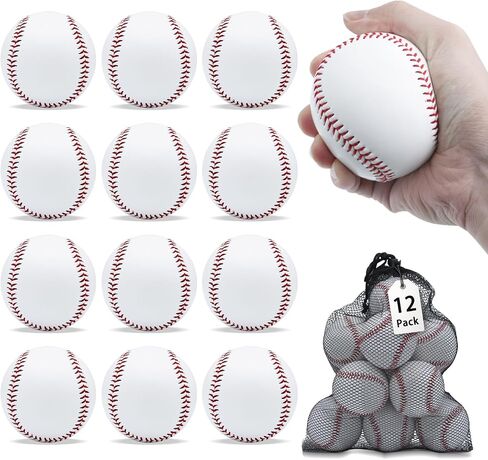 Magicorange Baseball, 12 Pack Baseballs Practice Training Baseballs Unmarked Baseball Soft Toss, Batting, Fielding, Hitting, Pitching in Kuwait