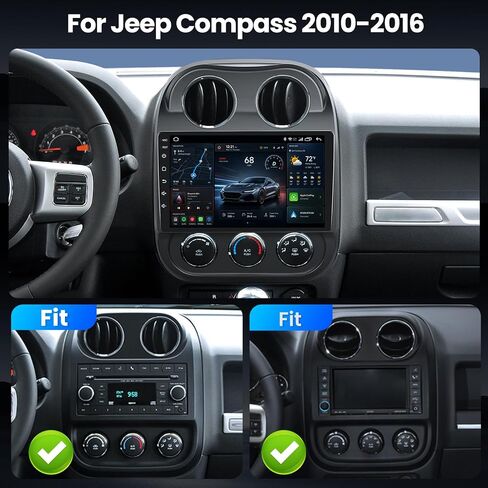 Fortdows 10.1 Inch Car Stereo Radio for Jeep Patriot Compass 2010-2016 with Wireless CarPlay Android Auto, 2GRAM 32GROM Android 11 Player Radio with Bluetooth,WiFi,SWC, GPS,Backup Camera in Kuwait