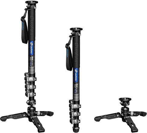 Leofoto MV-324C+VD-03 Carbon Fiber Flip Lock Pro Video Camera Monopod with Tripod Stand Max Load 22lb, 1500mm in Kuwait
