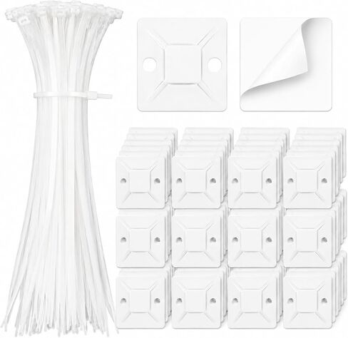 Black Cable Tie Zip Self Adhesive Mounts Set, Cable Base Holders with Multi-Purpose Sticky Pads 100 sets in Kuwait