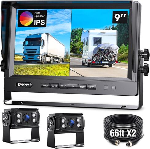 Wired Backup Camera System, 9" 1080P IPS Monitor & 2 Rear View Camera in Kuwait