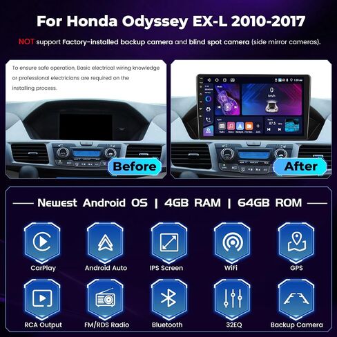 4+64G 9'' Android 15 Car Stereo for Honda Odyssey EX-L 2011-2017 in Kuwait