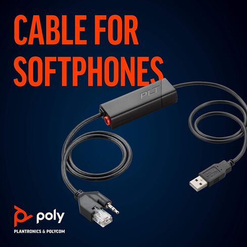 Poly (Plantronics + Polycom) Plantronics - Electronic Hook Switch APU-76 (Poly) - Cable for DECT and 900 MHz Headset - One Touch Call Control, Black (211076-01) in Kuwait