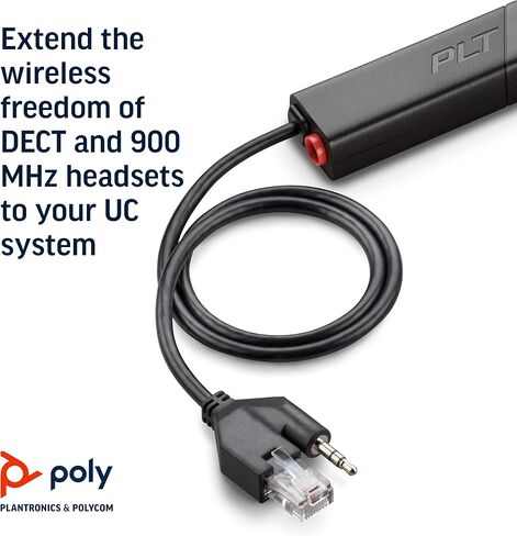 Poly (Plantronics + Polycom) Plantronics - Electronic Hook Switch APU-76 (Poly) - Cable for DECT and 900 MHz Headset - One Touch Call Control, Black (211076-01) in Kuwait