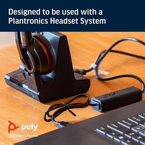 Poly (Plantronics + Polycom) Plantronics - Electronic Hook Switch APU-76 (Poly) - Cable for DECT and 900 MHz Headset - One Touch Call Control, Black (211076-01) in Kuwait