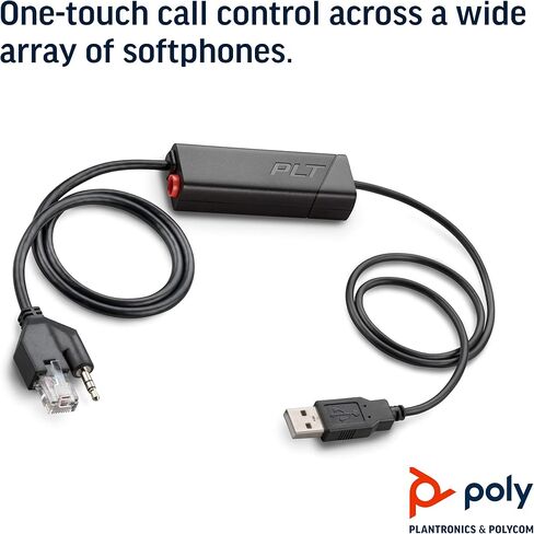 Poly (Plantronics + Polycom) Plantronics - Electronic Hook Switch APU-76 (Poly) - Cable for DECT and 900 MHz Headset - One Touch Call Control, Black (211076-01) in Kuwait