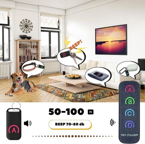 Key Finder Locator: EIRIX New Fabric Wireless Slim RF Key Wallet Finder Item Locator with 80dB Loud Sound and 131ft Working Range, 1 Transmitter + 4 Receivers (Grey) in Kuwait