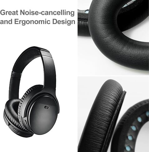 تي تيرسيلي وسائد اذن بديلة لسماعات بوز كوايت كومفورت 35 II/45 (QC35/QC45/QC35 II)، مع وسادات اذن على شكل QC35 بحروف حرف L وR QC25 QC15 QC2 ساوند ترو ساوند لينك (اسود) in Kuwait