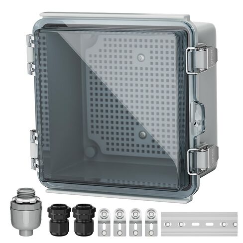Joinfworld 6x6x4 Outdoor Electrical Box Weatherproof Junction Box Plastic IP67 Waterproof Project Box Nema Enclosure for Electronics WiFi Network with Hinged Clear Cover in Kuwait