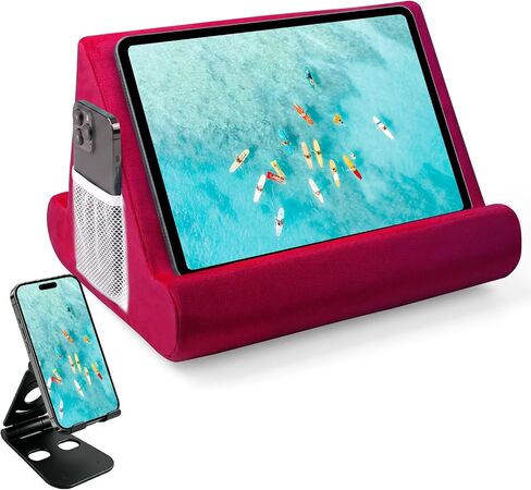 2pcs Multi-Angle Tablet Holder Cushion Stand with Net Pocket & Black Color Phone Stands Upgraded Tablet Pad Support for Phone,Pad,Books (Blue) in Kuwait