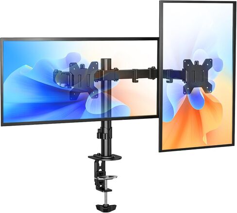 Suptek Dual LED LCD Monitor Desk Mount Heavy Duty Fully Adjustable Stand for 2 / Two Screens up to 27 inch in Kuwait