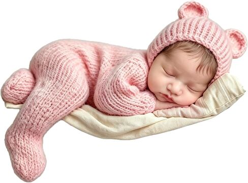 Ederafoto Newborn Photography Outfits Boy Girl Props Baby Bear Costume Hat Romper Set Photo Posing Phootshoots Crochet in Kuwait