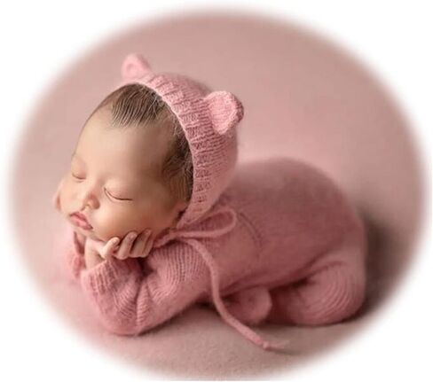 Ederafoto Newborn Photography Outfits Boy Girl Props Baby Bear Costume Hat Romper Set Photo Posing Phootshoots Crochet in Kuwait