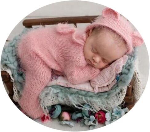 Ederafoto Newborn Photography Outfits Boy Girl Props Baby Bear Costume Hat Romper Set Photo Posing Phootshoots Crochet in Kuwait