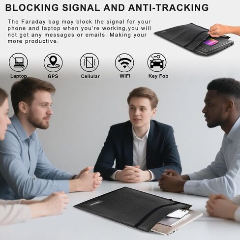 Faraday Bags for Cell Phone(9.8" X 11"), Signal Jammer Blocking Bag Key Fob Protector, Fireproof Waterproof Faraday Pouch, Prevents Hacking, Tracking for Tablets, Phones and NFC/WiFi/Bluetooth in Kuwait