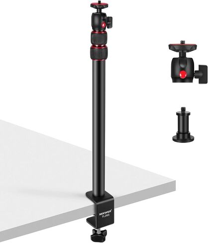 NEEWER Extendable Camera Desk Mount with 1/4" Ball Head, 17"-40" Adjustable Table Light Stand with 1/4" Screw Adapter and C Clamp for DSLR Camera, Ring Light, Live Stream, Vlog, Max Load: 6.6lb/3kg in Kuwait