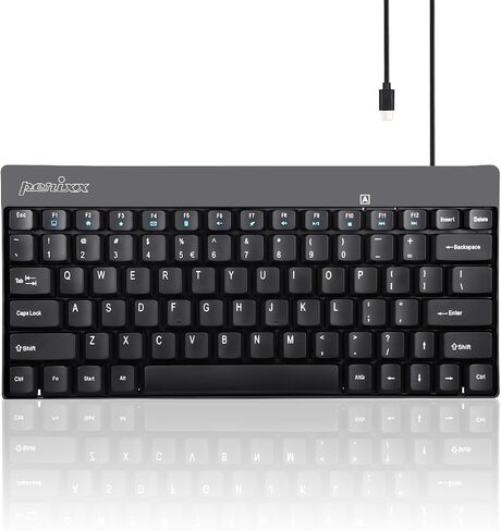 Perixx PERIBOARD-422 Wired USB-C Mini Keyboard, USB Type C Connector, Black, US English Layout in Kuwait