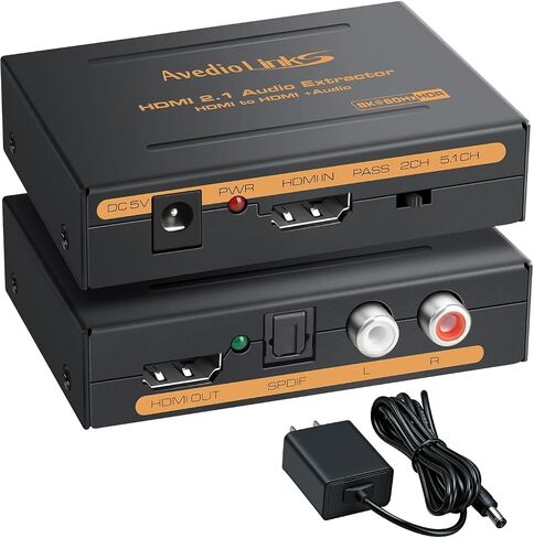 وصلات افيديو HDMI إلى وصلة HDMI البصرية Toslink SPDIF 3.5 مم AUX ستيريو مخرج ، محول مقسم صوت HDMI للمخرج يدعم 4K @30Hz 1080P Full HD 3D in Kuwait