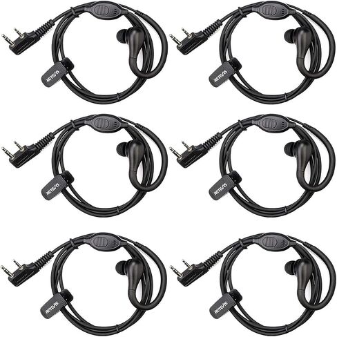 Retevis RT22 Walkie Talkie Earpiece with Mic 2 Pin, Compatible H-777 RT21 RT68 RT22S H-777S Baofeng UV-5R Kenwood Samcom Arcshell Two Way Radio, Earhook Two Way Radio Earpiece(6 Pack) in Kuwait