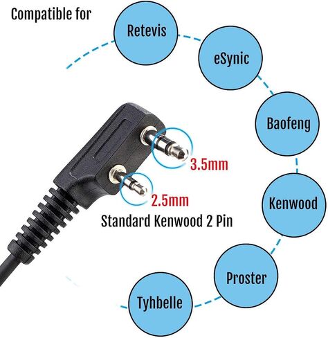 Retevis RT22 Walkie Talkie Earpiece with Mic 2 Pin, Compatible H-777 RT21 RT68 RT22S H-777S Baofeng UV-5R Kenwood Samcom Arcshell Two Way Radio, Earhook Two Way Radio Earpiece(6 Pack) in Kuwait