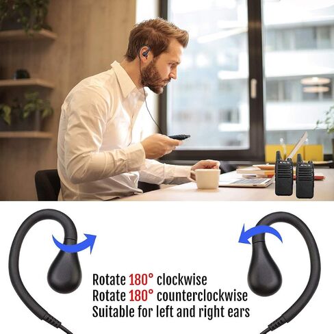 Retevis RT22 Walkie Talkie Earpiece with Mic 2 Pin, Compatible H-777 RT21 RT68 RT22S H-777S Baofeng UV-5R Kenwood Samcom Arcshell Two Way Radio, Earhook Two Way Radio Earpiece(6 Pack) in Kuwait