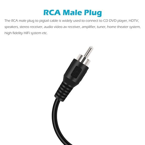 Fancasee 2-Pack RCA Male Plug to Speaker Wire Bare Wire Pigtail Connector Adapter Repair Audio Video RCA Jack Cable for AV Receiver Speaker TV Subwoofer Amplifier in Kuwait