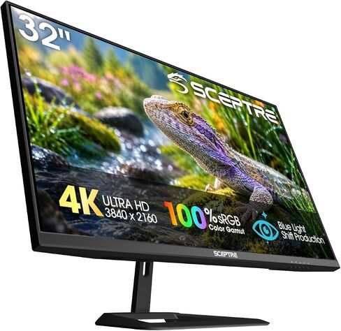 Sceptre 32-inch 4K UHD 3840 x 2160 Monitor 70Hz DisplayPort x2 HDMI x2 100% sRGB Build-in Speakers, Machine Black 2026 (U325W-UPT Series) in Kuwait
