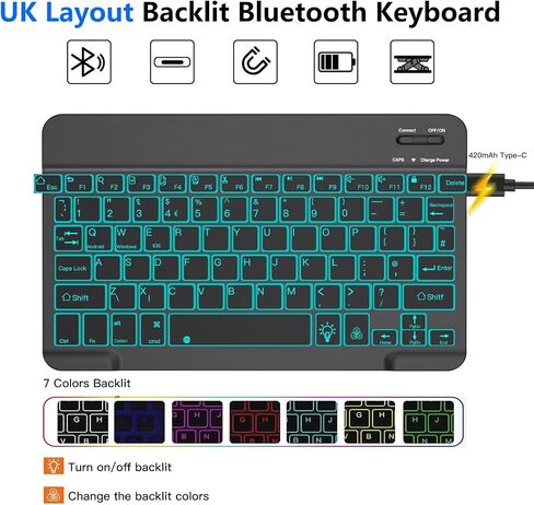 JUQITECH Trackpad Keyboard Case for Samsung-Galaxy-Tab A8 10.5" 2022, SM-X200/X205/X207 Smart Tablet Protector Case Soft Cover Kickstand with Magnetic Detachable Wireless Backlit Touchpad Keyboard in Kuwait