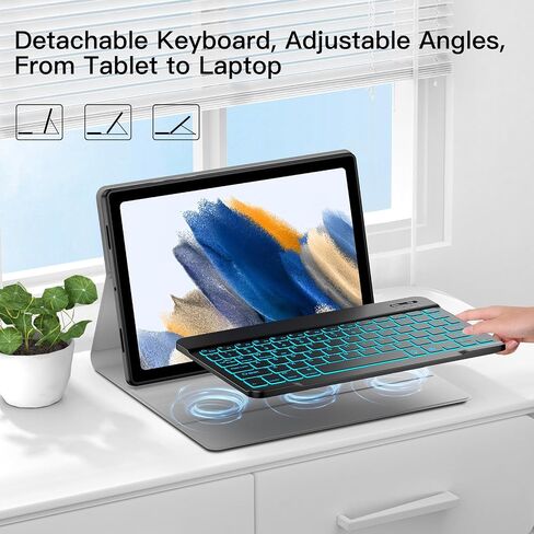 JUQITECH Trackpad Keyboard Case for Samsung-Galaxy-Tab A8 10.5" 2022, SM-X200/X205/X207 Smart Tablet Protector Case Soft Cover Kickstand with Magnetic Detachable Wireless Backlit Touchpad Keyboard in Kuwait