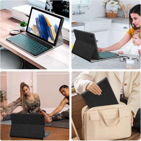 JUQITECH Trackpad Keyboard Case for Samsung-Galaxy-Tab A8 10.5" 2022, SM-X200/X205/X207 Smart Tablet Protector Case Soft Cover Kickstand with Magnetic Detachable Wireless Backlit Touchpad Keyboard in Kuwait