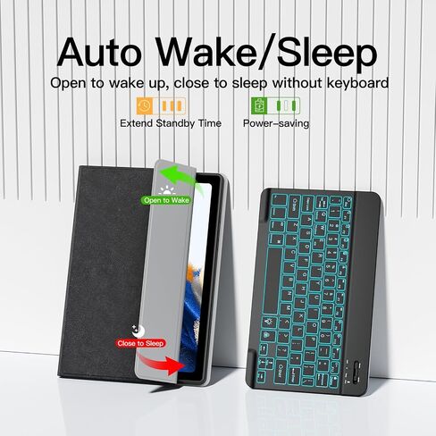 JUQITECH Trackpad Keyboard Case for Samsung-Galaxy-Tab A8 10.5" 2022, SM-X200/X205/X207 Smart Tablet Protector Case Soft Cover Kickstand with Magnetic Detachable Wireless Backlit Touchpad Keyboard in Kuwait