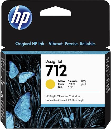 HP 712 Yellow 29-ml Genuine Ink Cartridge (3ED69A) for DesignJet T650, T630, T230, T210 & Studio Plotter Printers in Kuwait