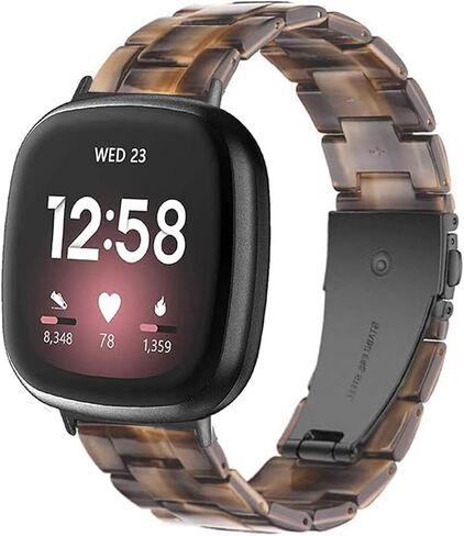 Ayeger Resin Wristband Compatible with Fitbit Versa 4, 3 Bands/Fitbit Versa Sense 2, 1 Bands,Women Men Lightweight Bracelet Strap with Stainless Steel Metal Buckle in Kuwait
