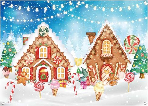 WOLADA Christmas Gingerbread House Backdrop Kids Christmas Backdrop Cookie Exchange Candyland Backdrop Winter Snowflake Backdrop Christmas Photo Backdrop Christmas Photography Backdrop 10x8FT 12631 in Kuwait