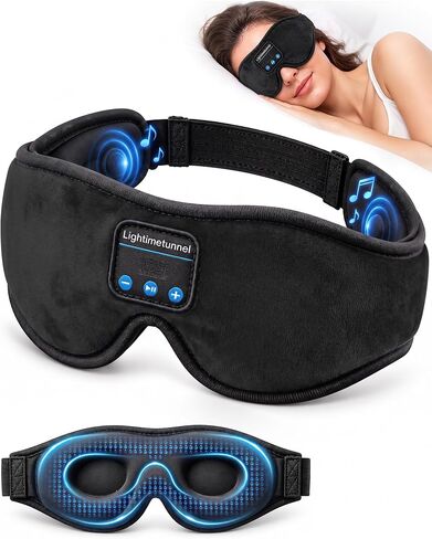 Sleep Headphones, Bluetooth 5.0 Wireless 3D Eye Mask, Lightimetunnel Washable Sleeping Headphones for Side Sleepers With Adjustable Ultra Thin Stereo Speakers Microphone Hands Free for Insomnia Travel in Kuwait