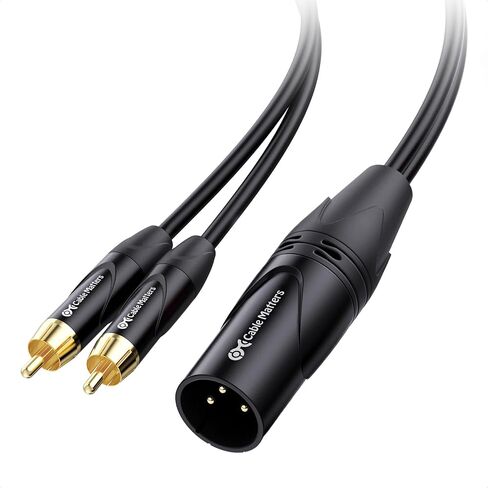 Cable Matters Dual RCA to XLR Stereo Audio Splitter Cable, 6ft | XLR Male to 2x RCA Male Splitter Cable, XLR to Dual RCA Splitter, Black in Kuwait