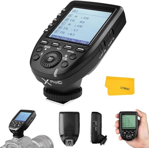 Godox XPro-C TTL Wireless Flash Trigger for Canon Camera, 2.4G X Wireless System, HSS 1/8000s Large Screen Slanted Design, 5 Dedicated Group Buttons, 11 Customizable Functions in Kuwait