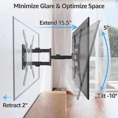 MOUNTUP TV Wall Mounts TV Bracket for Most 26-60 Inches TVs, Full Motion TV Wall Mount with Swivel and Extend 19 Inch, TV Mount with Swivel Articulating Support, Max VESA 400x400mm, MU0009 in Kuwait